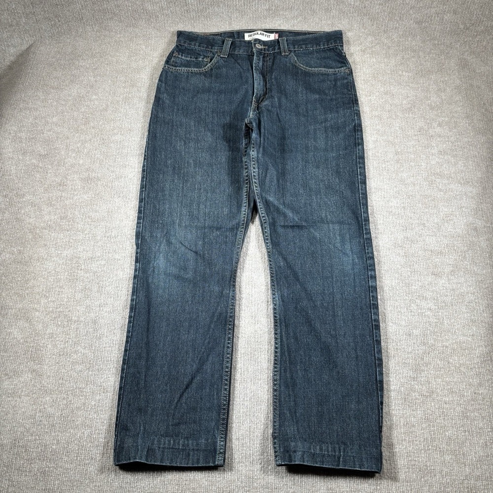 Levis 505 Jeans Mens 32x30 Regular Fit Straight Dark Blue Denim Custom Hems* Y2K